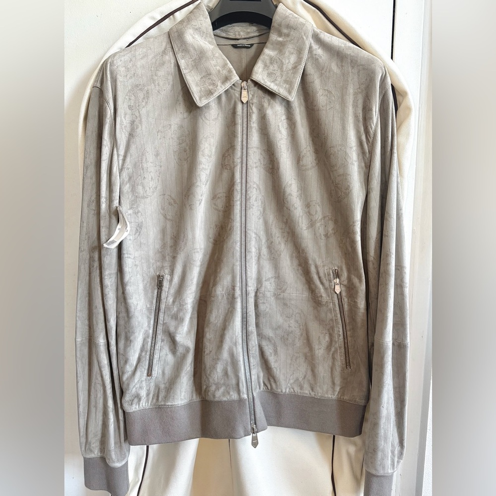 HERMES Men’s Gray Leather Suede jacket - size 54
